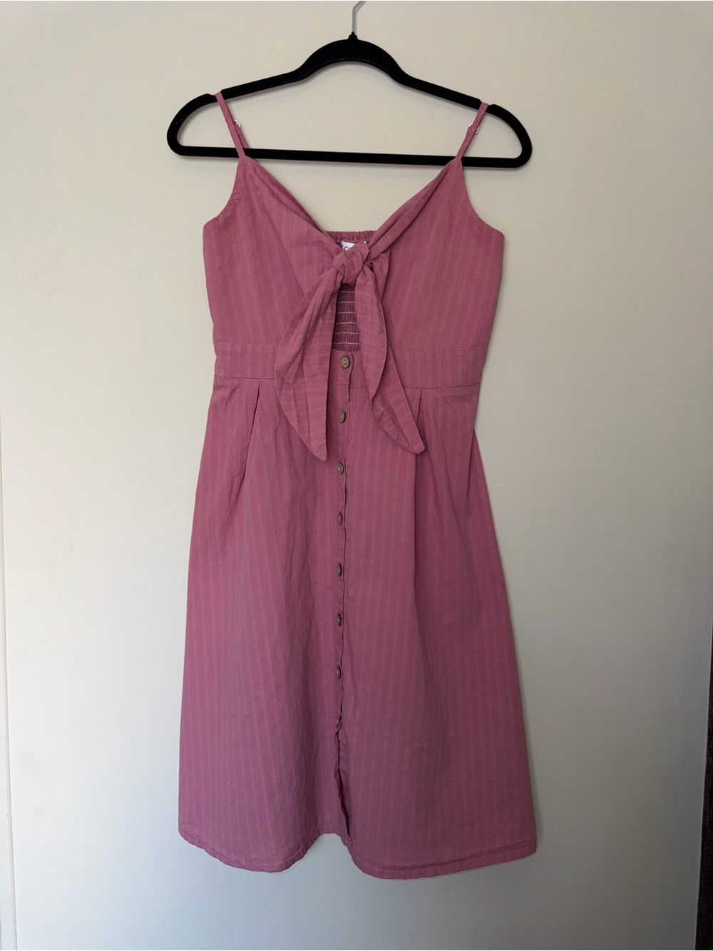 PatPat Pink Tie-Front Button-Down Mini Dress
